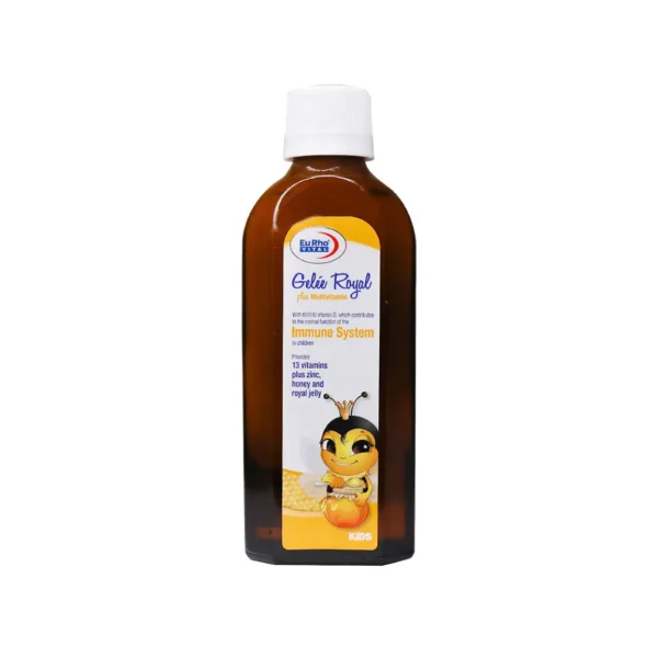 بطری شربت تقویتی رویال ژلی کیندر حجم ۲۰۰ میلی لیتر برای تقویت سیستم ایمنی و افزایش اشتهای کودکان