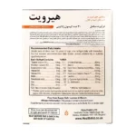 جدول ترکیبات و مواد تشکیل دهنده کپسول هیرویت شامل اسیدهای آمینه، زینک و بیوتین